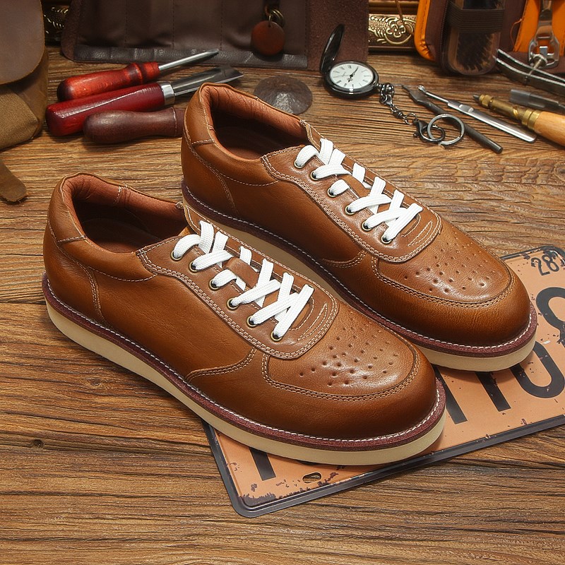 夏季新款工装鞋男韩版休闲大头皮鞋真皮潮流英伦风复古低帮马丁靴