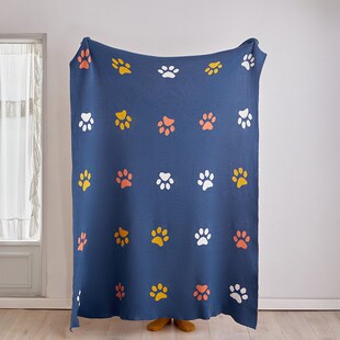 北欧全棉a卡通图案针织保暖盖毯 汽车沙发搭巾 卧室床毯 软装配饰