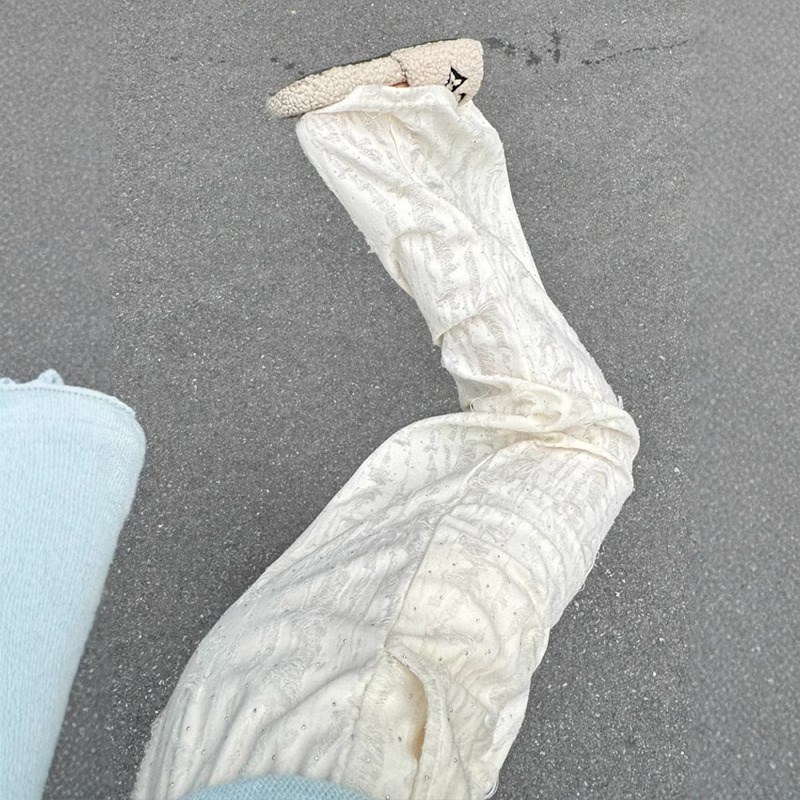 杏色烫钻休闲裤女夏季薄款大码胖mm梨形身材高腰显瘦垂感阔腿长裤