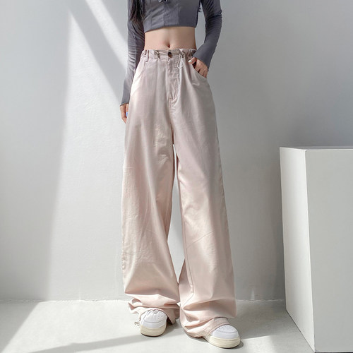 阔腿裤女早秋2024新款大码胖mm高腰抽绳休闲裤宽松显瘦垂感阔腿裤