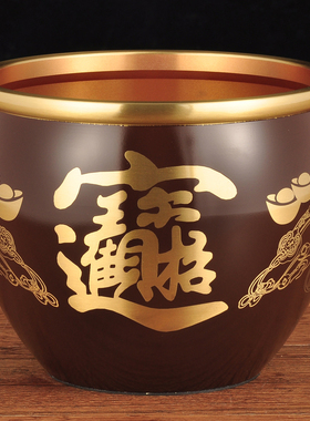 彩铜招财缸摆件铜水缸米缸聚宝盆摆设家居客厅玄关装饰品乔迁礼品