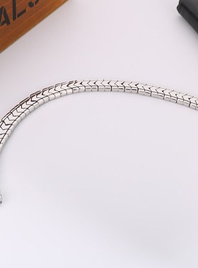 韩版简约潮流不锈钢手饰品 个性V型拼接10mm光面龙骨链男士手链