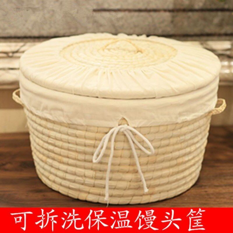草编馒头筐保温商用饼框藤编放饼用的高粱杆装包子编织盘带盖家用