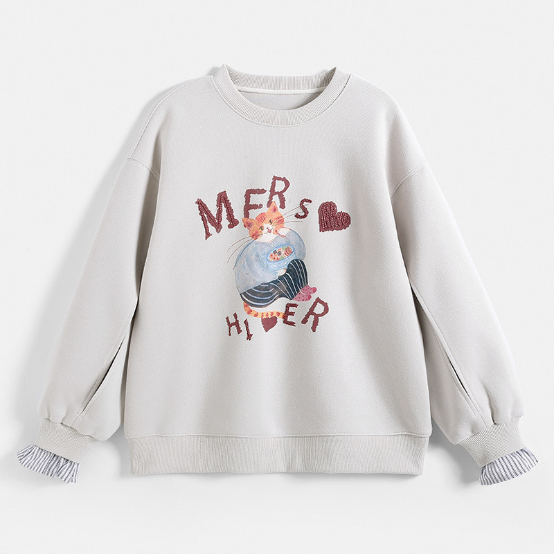 女童圆领卫衣春秋款2025新款洋气女大童春季薄款休闲儿童上衣春装