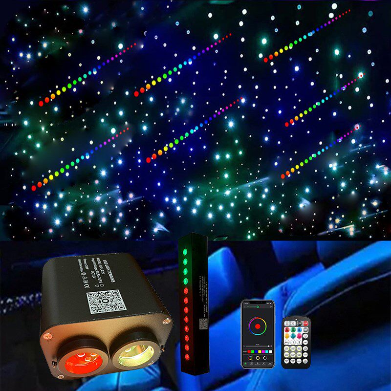 双单色汽车星空顶车内顶棚滚x轮转动光纤灯彩色流星机LED声控闪烁