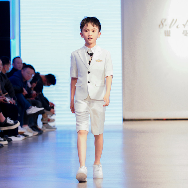 儿童西装套装夏男童小西服模特走秀礼服主持人花童钢琴演出服夏季