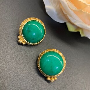 青岛中古 复古款绿松石天然时尚小众简约款耳饰复古港风款耳夹