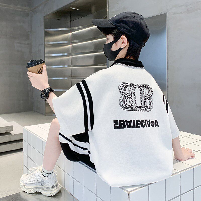男童夏装套装2025新款儿童装夏天休闲运动短袖篮球服大童男孩夏季