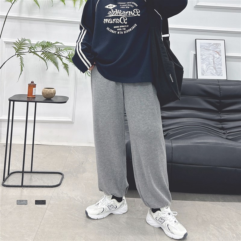 宛宛大码休闲裤女装2024新款秋季高腰束脚裤胖MM遮肉显瘦糯米裤子