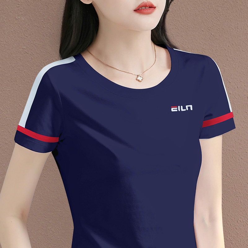 爆款短袖t恤女2024年新款夏季修身正肩妈妈上衣女士半袖大码体恤