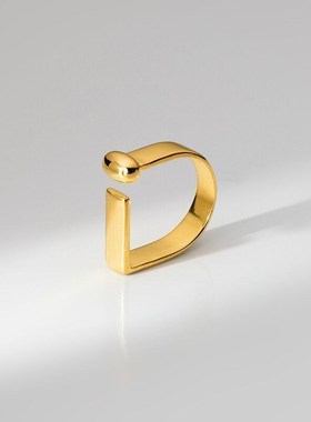 韩版D字母戒指女时尚设计个性创意开口不规则几何型手饰品