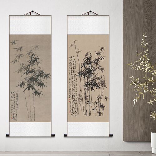 郑板桥竹子国画名家卷轴挂画 新中式客厅装饰画办公室茶楼玄关画