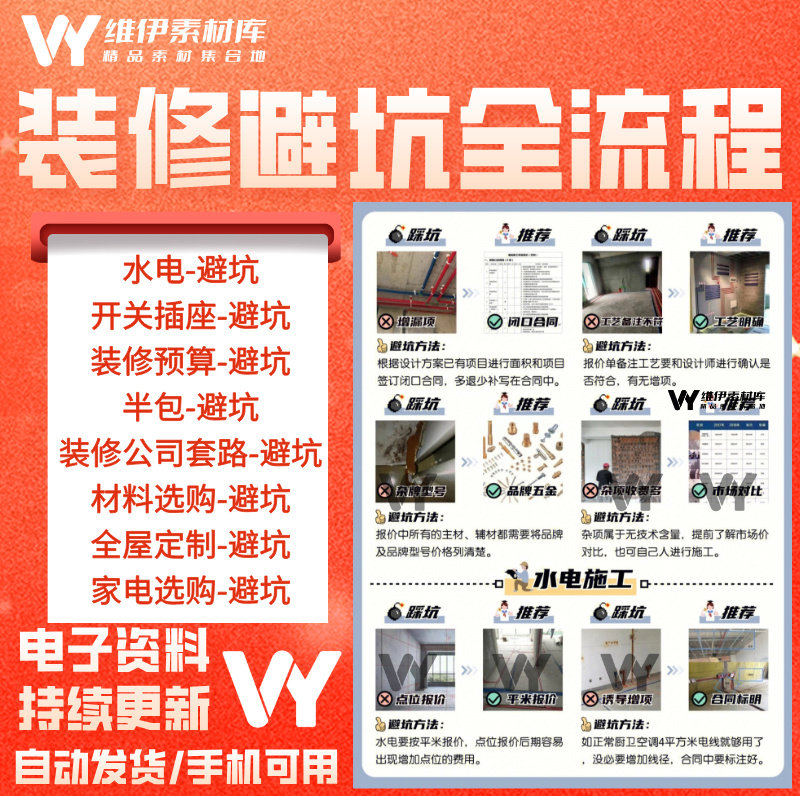 装修避坑指南攻略全流程水电材料采购材料预算避坑攻略流程表格