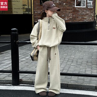 棉致官网巴拉女童加绒套装冬装儿童卫衣大童女装运动童装女孩衣服