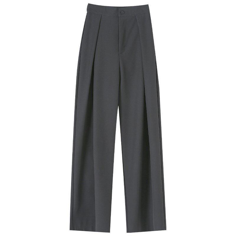 灰色阔腿裤子女夏春秋新款小个子高腰垂感休闲直筒宽松拖地西装裤