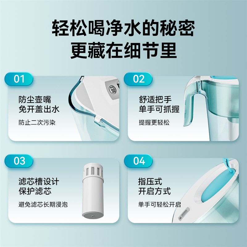 英国OES净水壶自来水活性炭过滤器家用厨房净水器滤水壶器大容量
