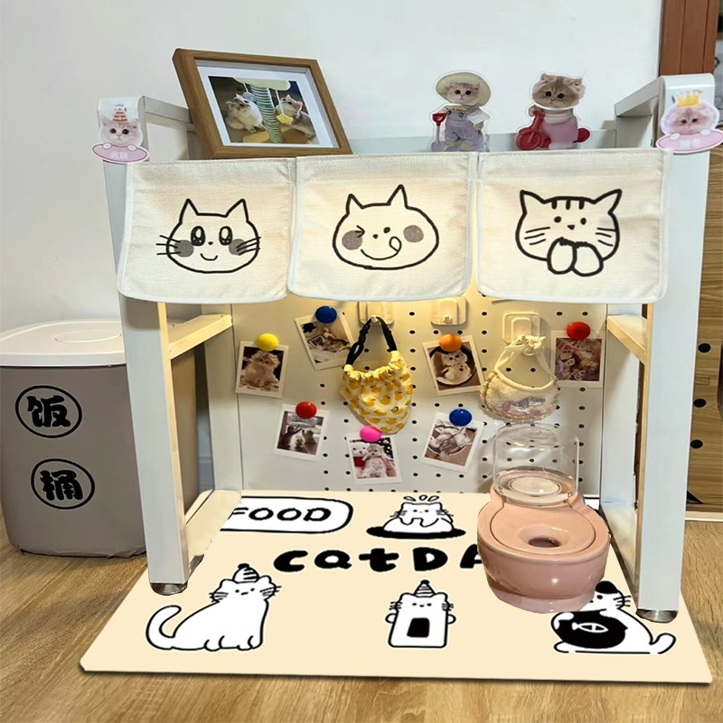 可爱猫咪餐垫狗狗宠物餐垫防水防滑猫咪碗粮垫吃饭垫子餐盘猫碗垫