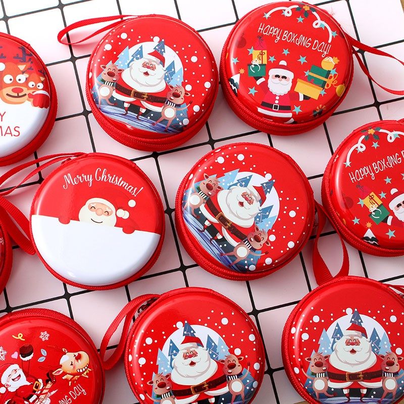 圣诞节马口铁卡通零钱包收纳盒儿童幼儿园小奖品送员工圣诞礼品