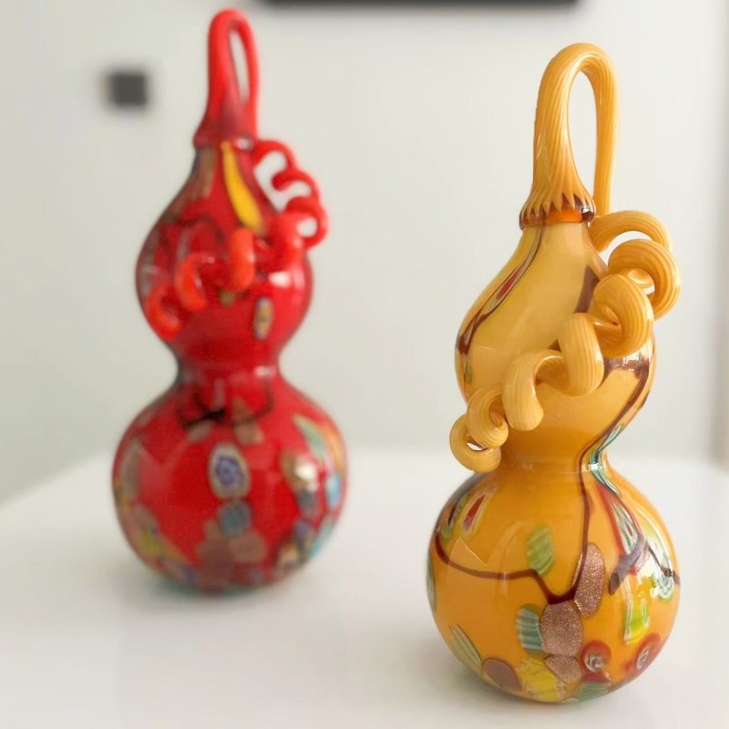 淄博玻璃手工艺品琉璃葫芦摆件文玩创意家居客厅装饰品开业礼品