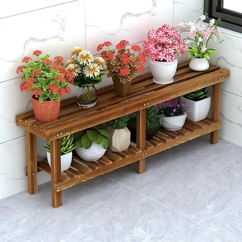 阶梯防腐木花架室外实木落地式新款花架子阳台花盆户外多肉置物架