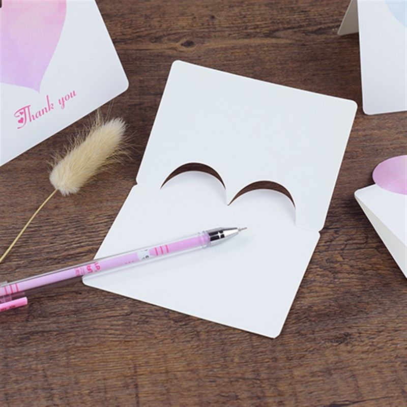 创意小卡片简约爱心贺卡心形折叠情人节空白祝福卡信封感谢手写