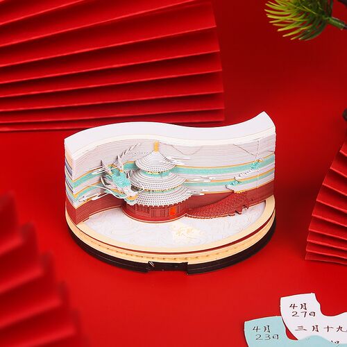 2025年3D纸雕立体日历便签天坛龙踏祥云中国风台历摆件礼品手撕