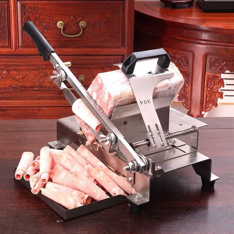 贝莱特304不锈钢羊肉卷肥牛五花肉烤肉切片机冻肉刨肉机手动家用
