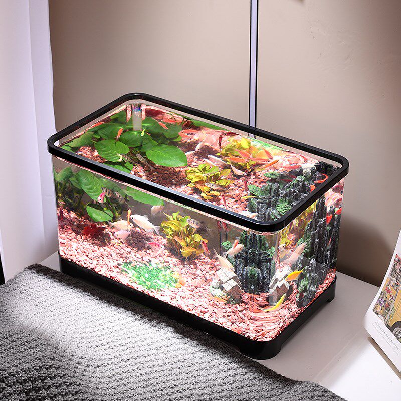 桌面金鱼缸鱼缸水族箱透明塑料客厅阳台家用造景中小型水草生态缸