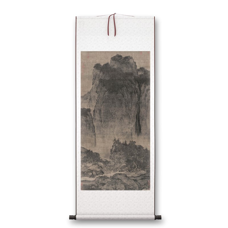 范宽《溪山行旅图》客厅书房茶室山水风景挂画装饰画高清卷轴字画