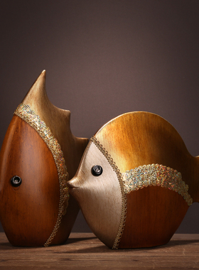 欧式摆件创意家居装饰品陶瓷客厅工艺品情侣鱼电视柜摆件结婚礼物