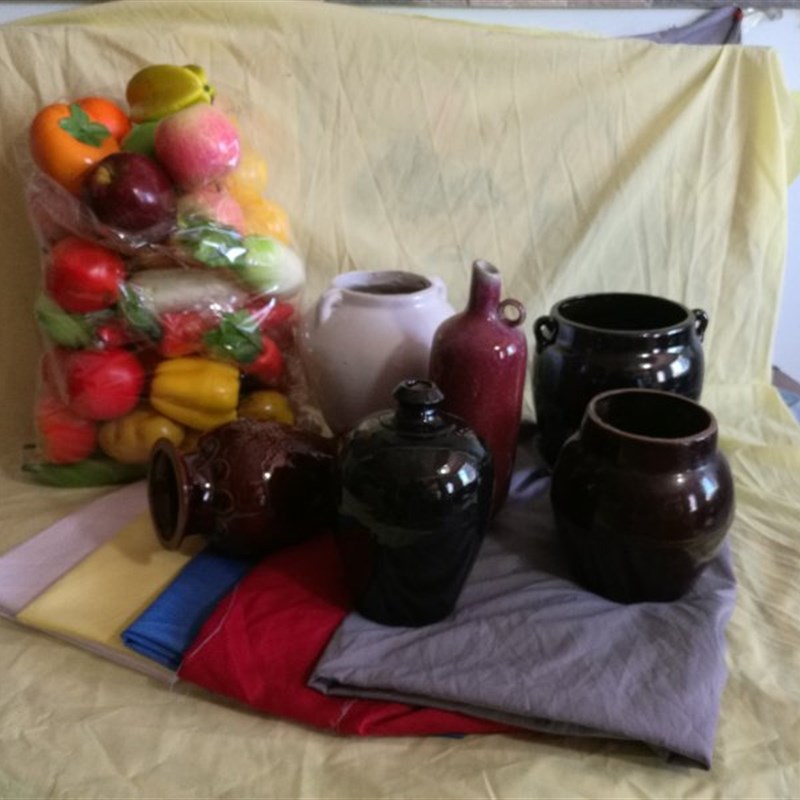 教具美术用品画材 陶瓷器静物陶罐衬布蜡果组合素描套装 包邮