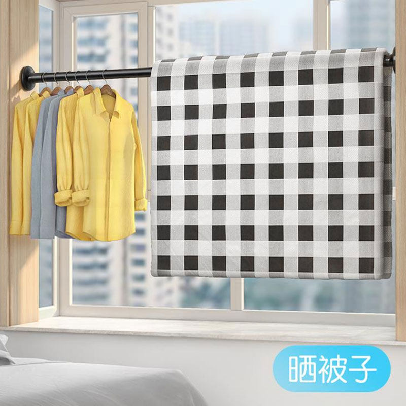 简易衣柜内置挂衣杆伸缩免打孔晾衣支杆衣架挂杆衣橱架子横杆撑杆