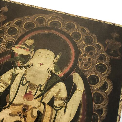 孔雀明王图佛画人物画艺术微喷复制画绢画装饰画供奉画临摹学习
