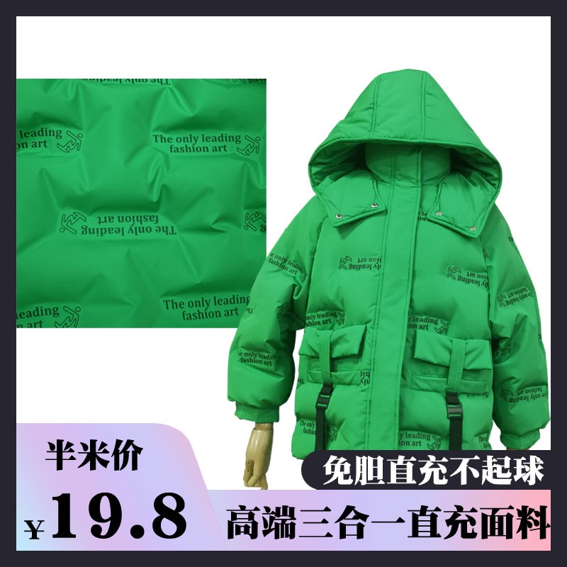 2023高端三合一免胆直充羽绒服面料加厚通道布时尚棉衣马甲布料