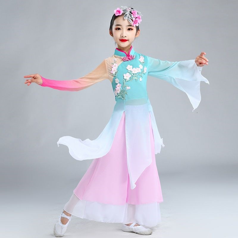 幼儿园古典舞服装小学生春三月演出服儿童扇子伞舞小城谣表演服夏