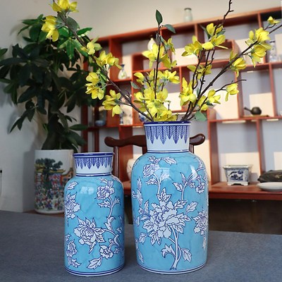 景德镇陶瓷摆件干花装饰品玄关家居新中式复古欧式插花花瓶客厅