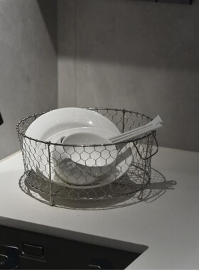 Hin新款手工制作304不锈钢厨房沥水篮碗碟收纳篮水果篮家用置物篮