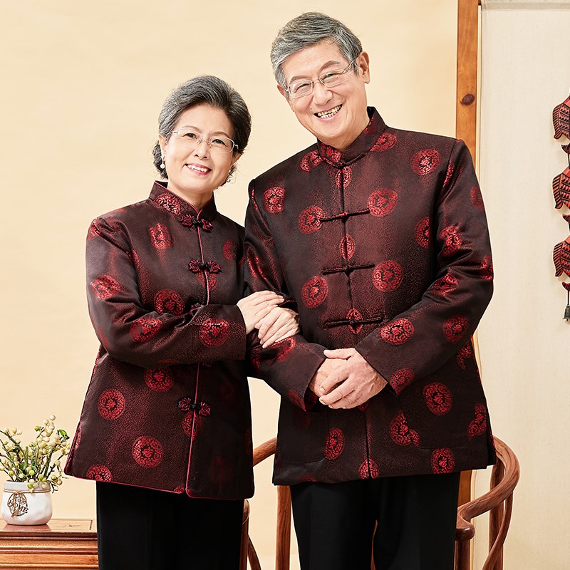 中老年情侣装爷爷奶奶80岁大寿生日过寿唐装男秋冬外套老人婚礼服