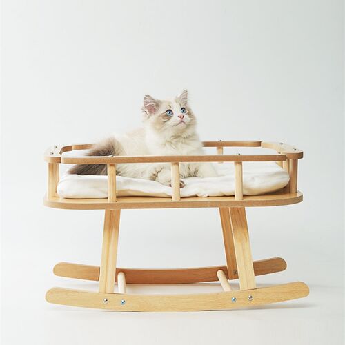 猫窝吊床秋千实木猫窝吊篮摇椅幼猫床躺椅透气夏季四季通用行军床