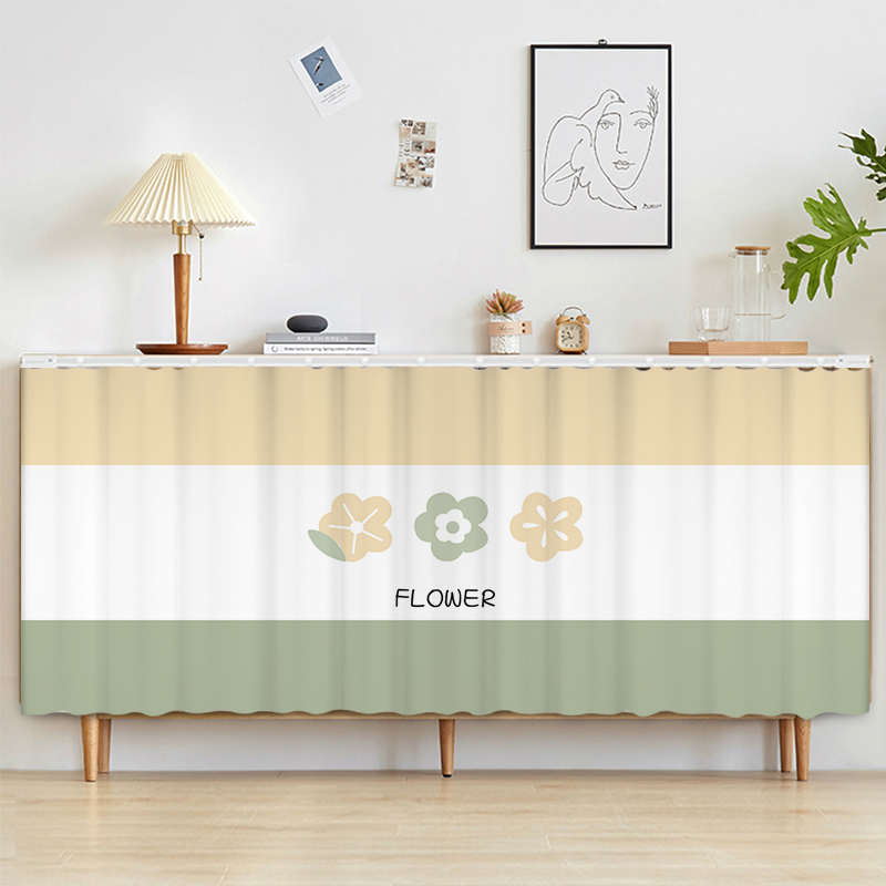 柜子遮挡帘厨房橱柜遮丑帘子杂物小鞋柜防尘门帘自粘滑轨式拉帘