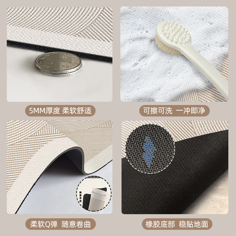 免洗可擦厨房地垫耐脏防滑进门口脚垫吸水软硅藻泥厨地垫长条垫子