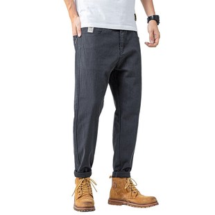 200斤胖子加肥加大码休闲裤男灰色夏薄款弹力宽松哈伦长裤40码42