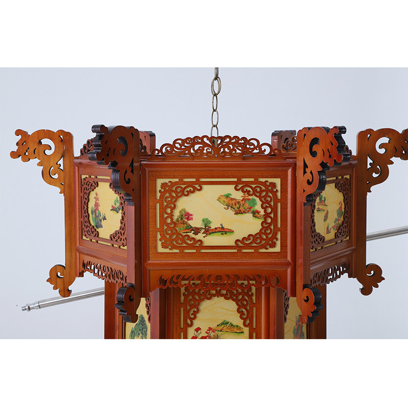 新款中式实木框架古风灯笼大全宫廷风六角春节新年大门装饰定制