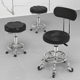 升降凳子靠背吧台椅加高美容高脚凳滑轮收银台旋转升降万向轮圆凳