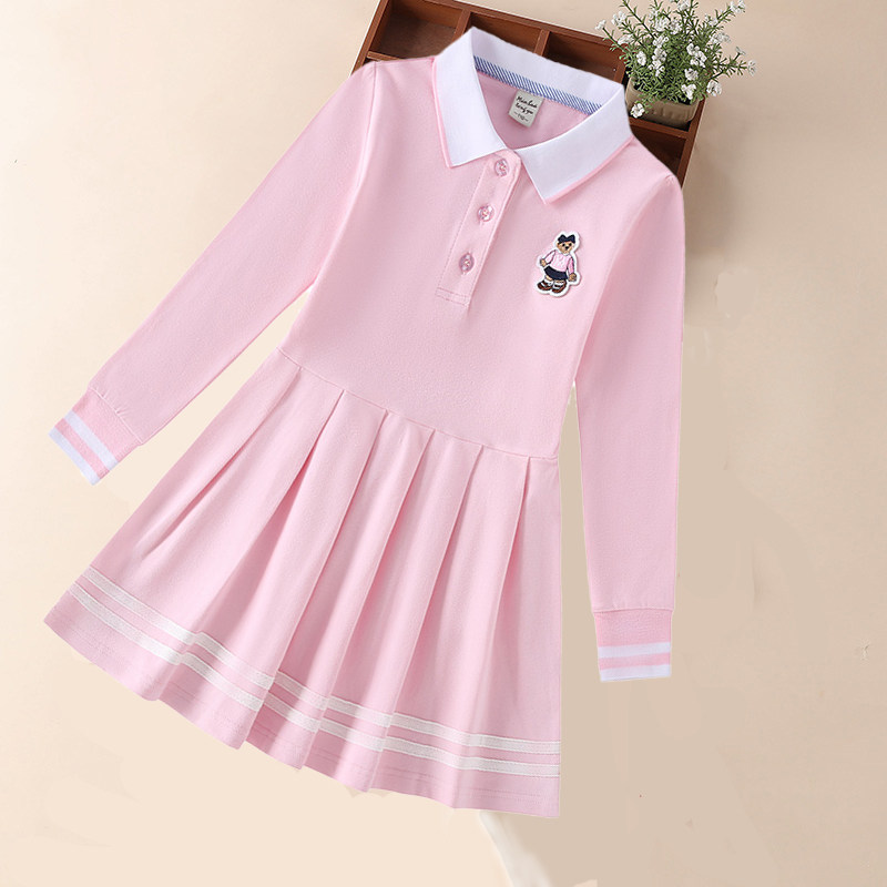 女童连衣裙春秋款2022年新款儿童春装POLO裙子时髦纯棉学院风洋气