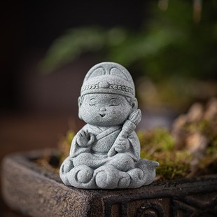 国潮逍遥小神仙茶宠摆件盆栽鱼缸造景禅意如来观音佛像桌面装饰品