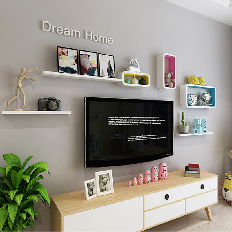 电视背景墙装饰架创意格子长方形搁板隔板壁挂影视墙壁层板置物架