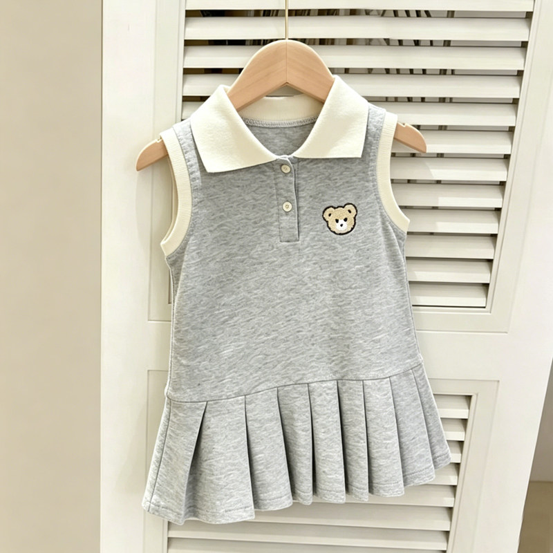 女童连衣裙夏季学院无袖背心裙子