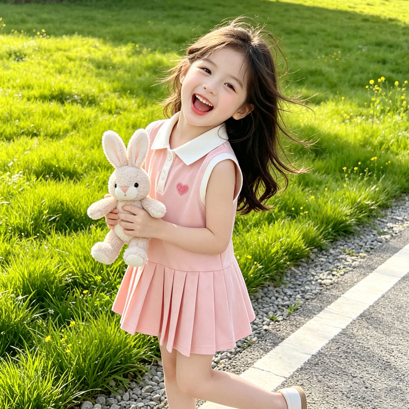 女童连衣裙夏季学院polo背心裙子图片