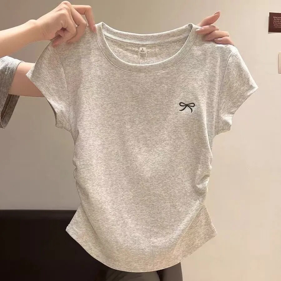 中大女童短袖t恤夏弹力纯色上衣